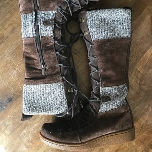 The North Face Suede & Sweater Lace-Up Boots